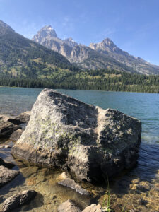 Boulder and Lake in summer