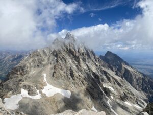 Teton Mountains in the mist.