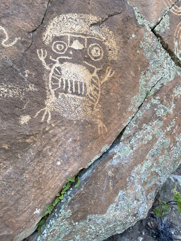 "Owl" Petroglyph carved into rock